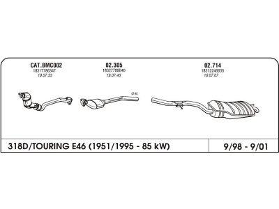 Auspuff BMW 3 E46 1.8 98-05 drugi kat.