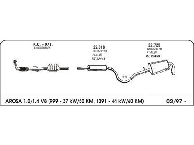 Auspuff Seat Arosa 1.0/1.4 97- mittlere
