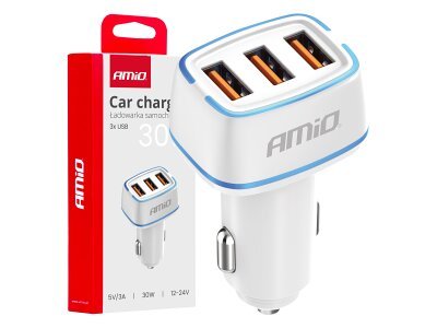 Avtopolnilec 3x USB-A 30W AMIO-03889