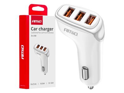 Avtopolnilec 3x USB-A 3.1A AMIO-03885