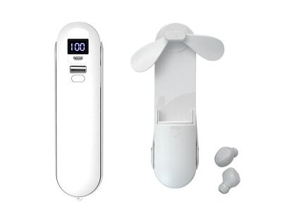 Bežične slušalice F7, sa mini ventilatorom, bijele
