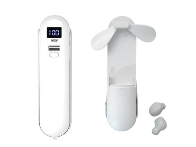 Brezžične slušalke F7, z mini ventilatorjem, bele