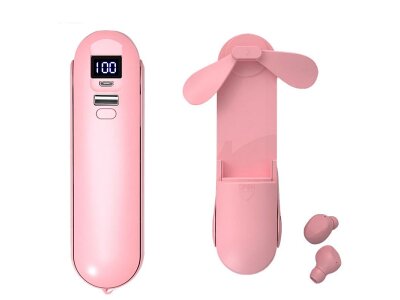Brezžične slušalke F7, z mini ventilatorjem, roza