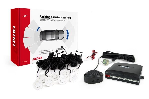 Buzzer Kit sensori di parcheggio posteriori 8 sensori bianchi