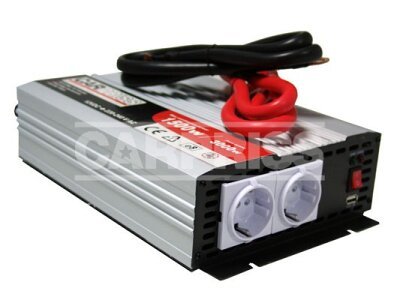 Carpriss konverter, 12->230V, 1500W, USB, 1000mA