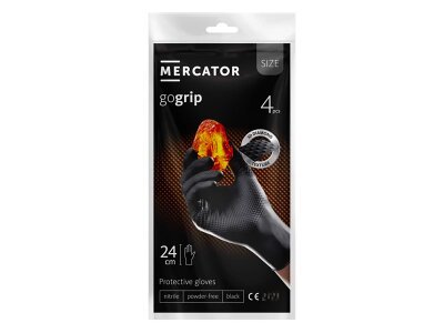 Črne nitrilne rokavice Mercator GoGrip BLACK 4 kom. velikost L