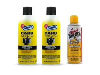 Detergente per carburatore Gunk Carb Medic (2 pezzi) + Liquid Wrench antiruggine (1 L), set