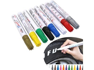 Farbige Marker für Reifen, Glas, Kunststoff, Holz und andere Oberflächen, 12 Stück