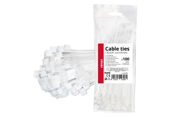 Fehér kábelkötegelő 3,6×150mm 100 db AMIO-04308