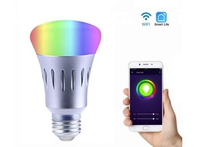 Intelligens LED izzó, WiFi vezérlés, 16 millió szín, 7W, kapcsolat Alexa + Google Assistant