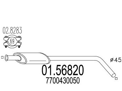 Ispuh 01.56820 Renault Megane 95-08, srednji lonac