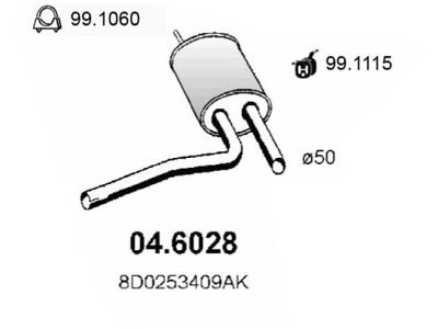 Izduvni lonac Audi A4 94-00, (srednji)