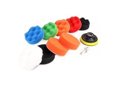 Komplet polirnih gobic 9 kos + disk ⌀80mm + adapter M14