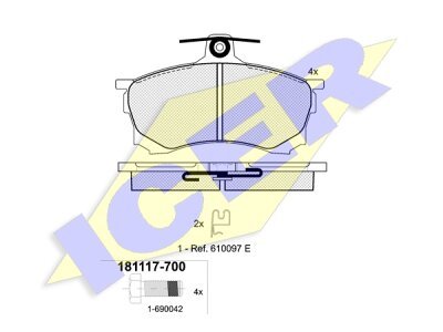 Prednje zavorne obloge IE181117-700 - Mitsubishi Carisma 95-06