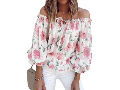 Roza poletna bluza s cvetličnim potiskom, velikost 2XL