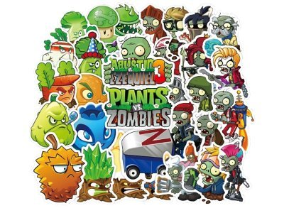 Set di adesivi per piante divertenti e adesivi per zombi - 100 pezzi - Qualità eccellente, spedizione gratuita
