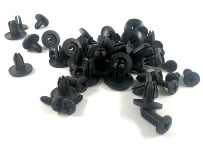 Set di fissaggio clip universali nere, 50 pezzi