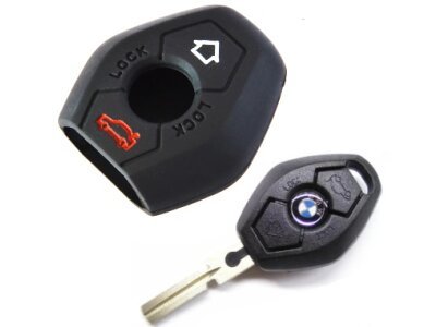 Silikonska zaščita za avto ključ SEL008 - BMW, črna