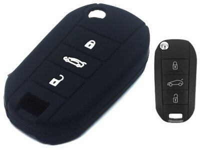 Silikonska zaščita za avto ključ SEL055-1 - Peugeot, črna