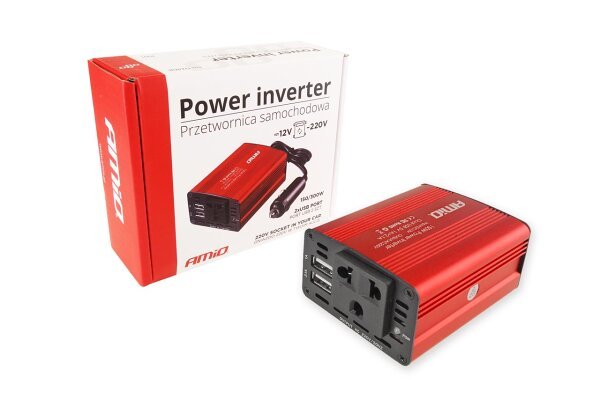 Auto-Wechselrichter, 150 W, Gleichstrom 12 V auf 110 V Wechselstrom,  Auto-Konverter mit 3,1 A Dual-USB-Auto-Adapter, rot