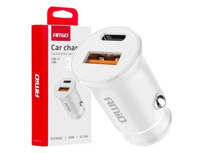 USB-A + USB-C 20W autós töltő AMIO-03877