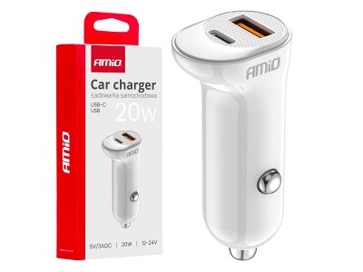 USB-A+ USB-C 20W avtopolnilec AMIO-03875
