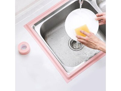 Vodoodporni trak za kopalnico in kuhinjo, 3 m x 35 mm, roza