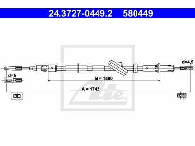Žica ručne kočnice Mercedes-Benz Razred E 02-09,  stražnji, lijevo, 1742 mm